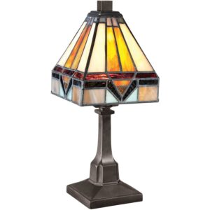 Quoizel TF1021TVB Holmes Mini Tiffany Table Lamp, 1-Light, 25 Watts, Vintage Bronze (12" H x 5" W)