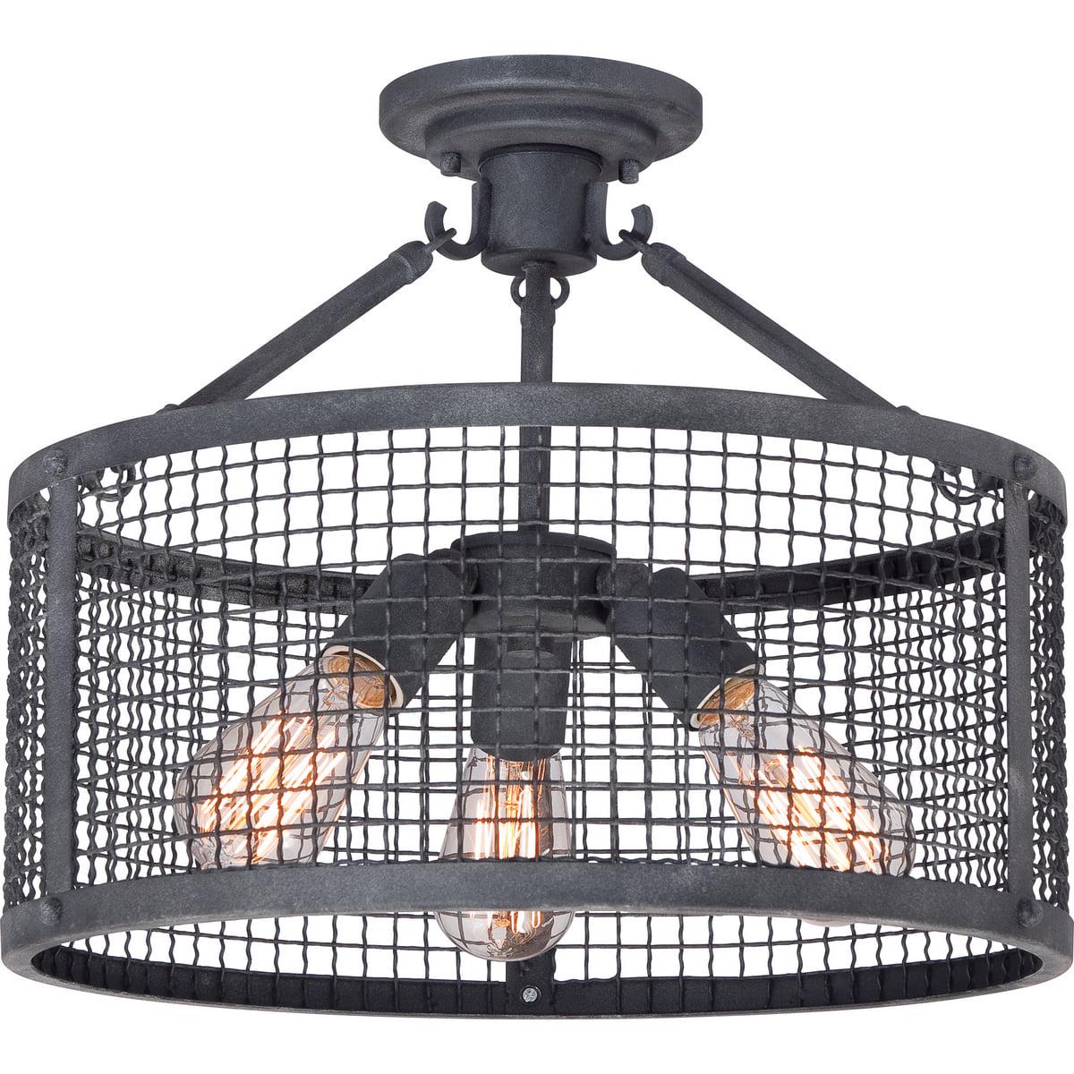 Quoizel WLR1716MB Wilder 3-Light Semi-Flush Mount in Mottled Black - Image 2