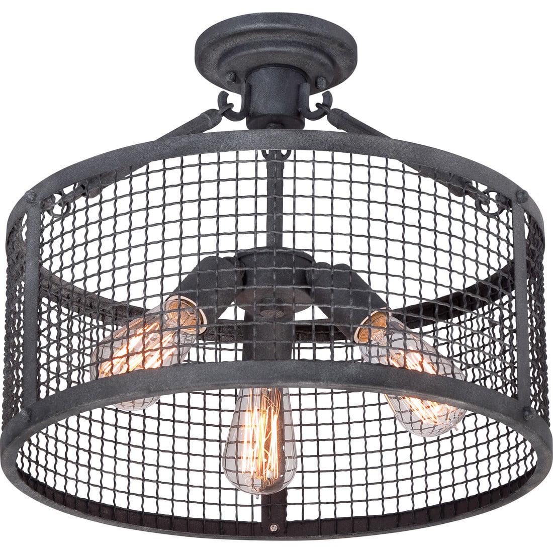 Quoizel WLR1716MB Wilder 3-Light Semi-Flush Mount in Mottled Black - Image 3