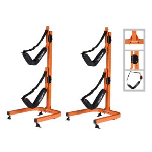 Kayak Double Storage Rack- Self Standing 2 Canoes Kayaks Cradle Set with Adjustable Safety Strap System for Outdoor and Indoor Use by Rad Sportz