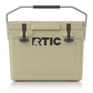 RTIC 20 QT Ultra-Tough Rotomolded Hard-Sided Ice Chest Cooler, Fits 30 Cans, Tan
