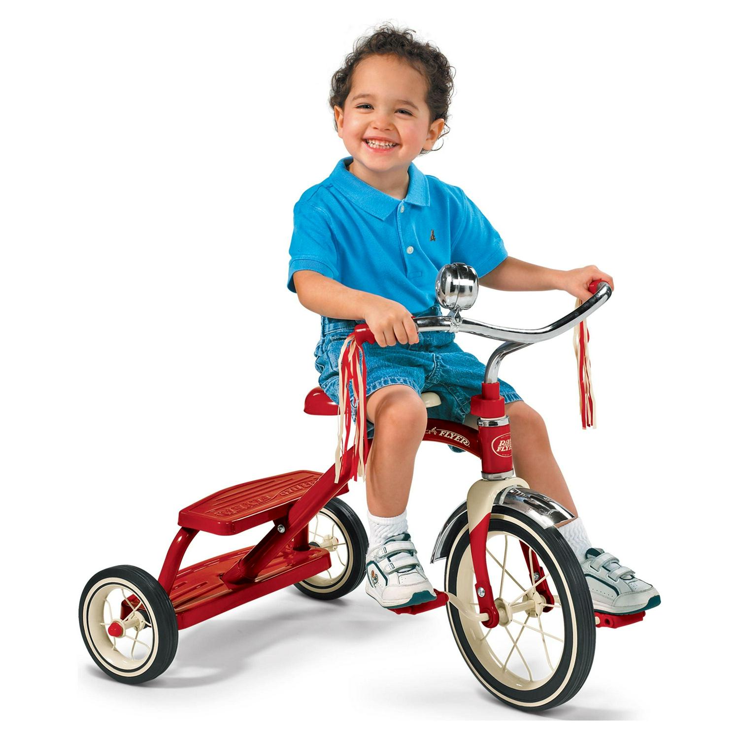 Radio Flyer, Classic Red Dual Deck Tricycle, 12" Front Wheel, Red - Image 2