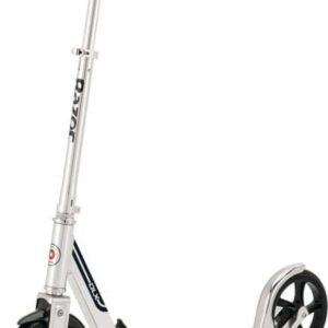 Razor A5 DLX Folding Kick Scooter - Silver, 8" Large Wheels, Anti-Rattle, for Child, Teen, Adult