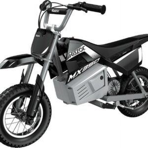 Razor Dirt Rocket MX350 - Black with Decals, up to 14 mph, 24V Electric Dirt Bike for Child 8+