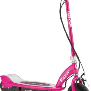 Razor E100 Electric Scooter - Pink, Air-filled Front Tire, up to 10 mph, for Child Age 8+