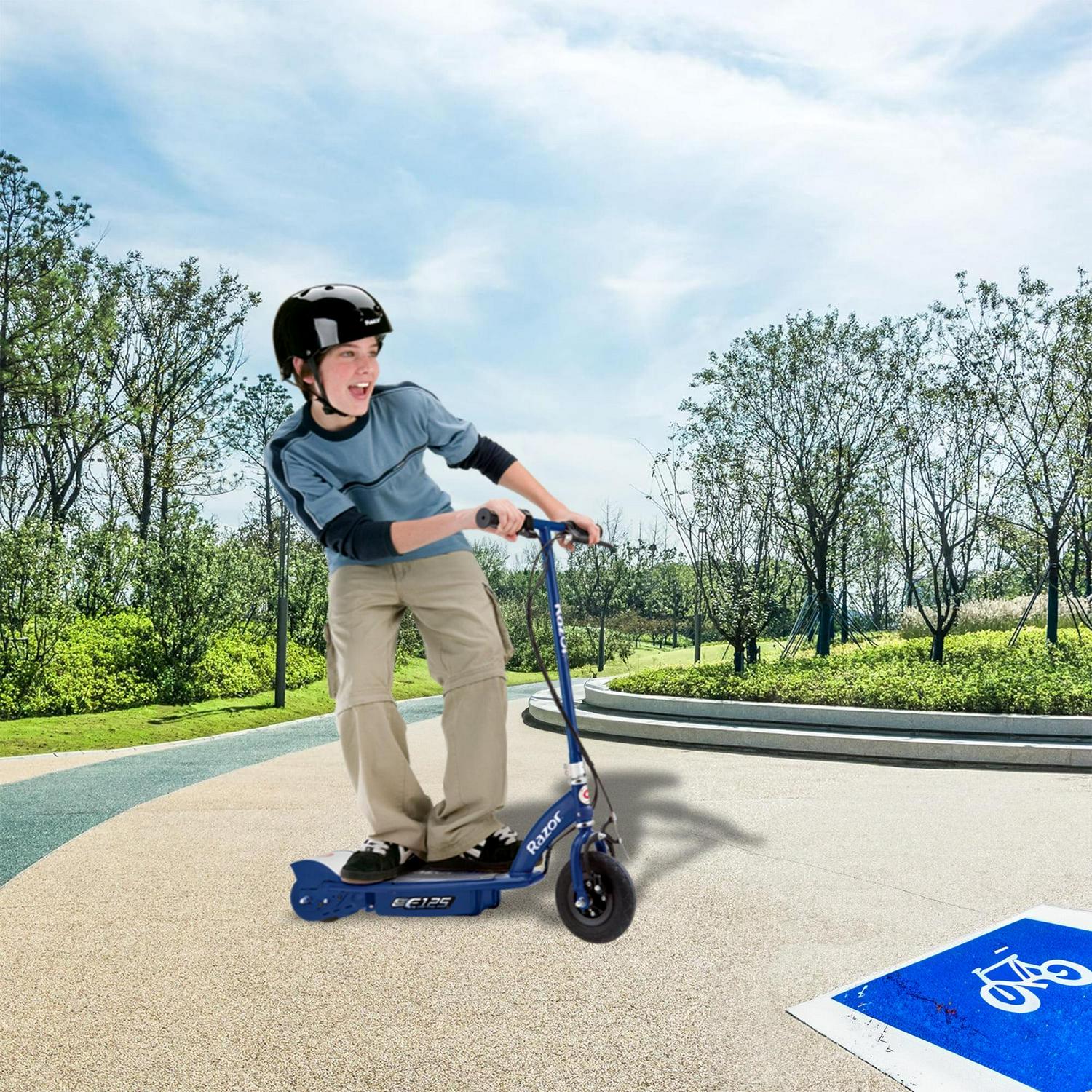 Razor E125 Kids Ride On 24V Motorized Battery Powered Electric Scooter Toy, Blue - Image 8