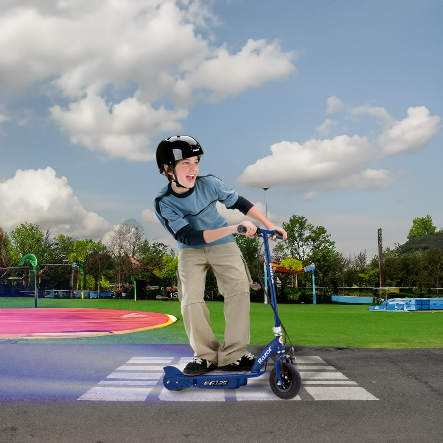 Razor E125 Kids Ride On 24V Motorized Battery Powered Electric Scooter Toy, Blue - Image 7