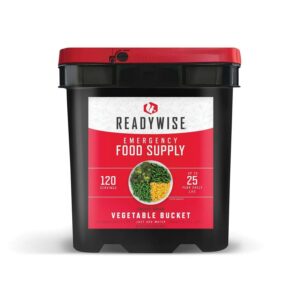 ReadyWise Dehydrated Camping Meals, 120 Servings, Survival Vegetable Bucket, 25 Year Shelf Life
