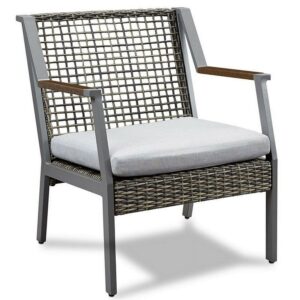 Real Flame Calvin Aluminum Patio Dining Arm Chair in Gray (Set of 2)