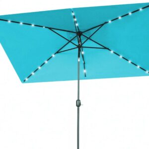 Rectangular Solar Powered LED Lighted Patio Umbrella - 10' x 6.5' - By Trademark Innovations (Peacock)