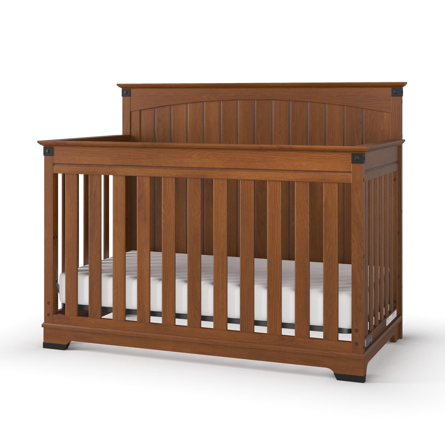 Child Craft Redmond 4-in-1 Full Panel Convertible Crib, Rustic Metal Detail, 2 Mattress Heights, Coach Cherry - Image 3