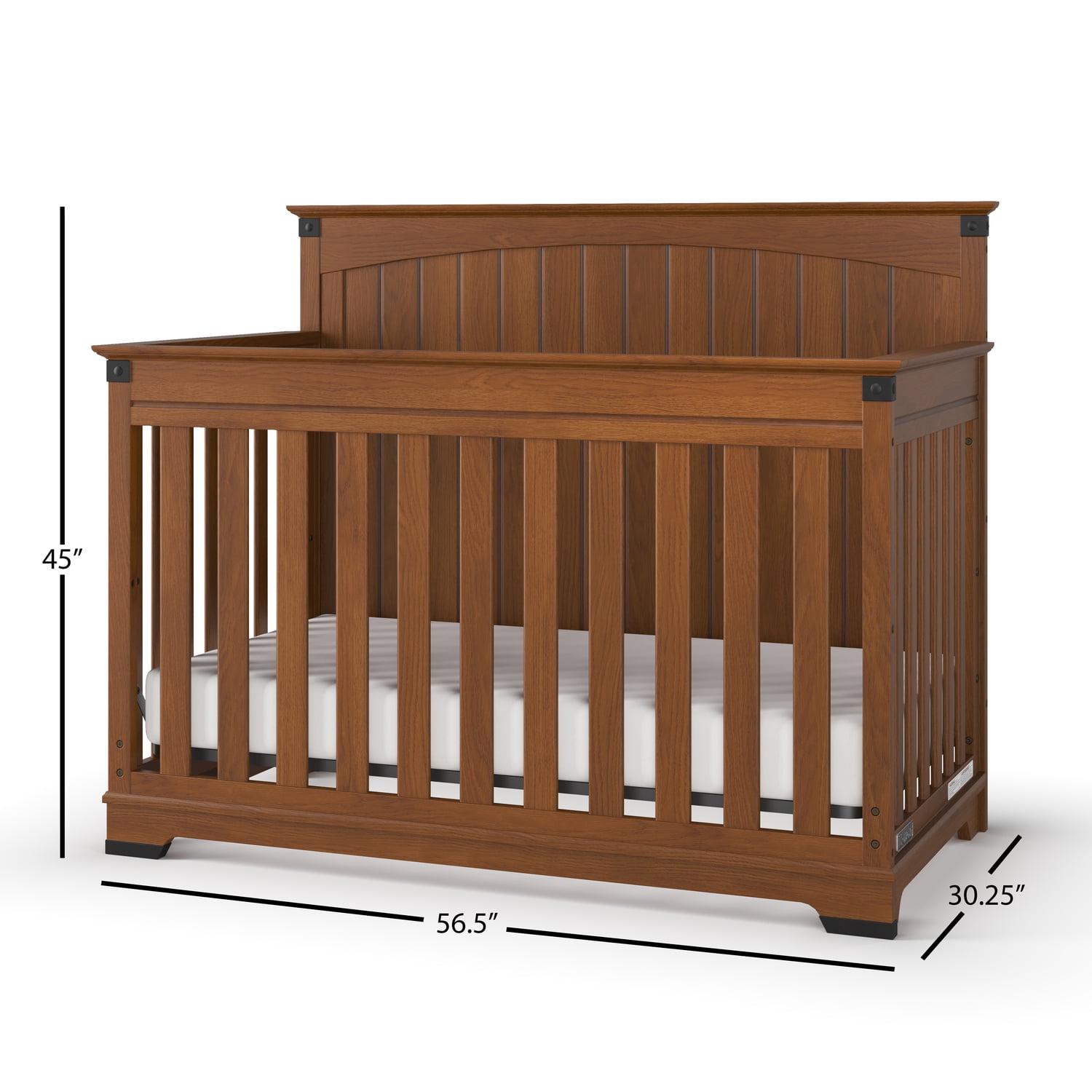 Child Craft Redmond 4-in-1 Full Panel Convertible Crib, Rustic Metal Detail, 2 Mattress Heights, Coach Cherry - Image 7