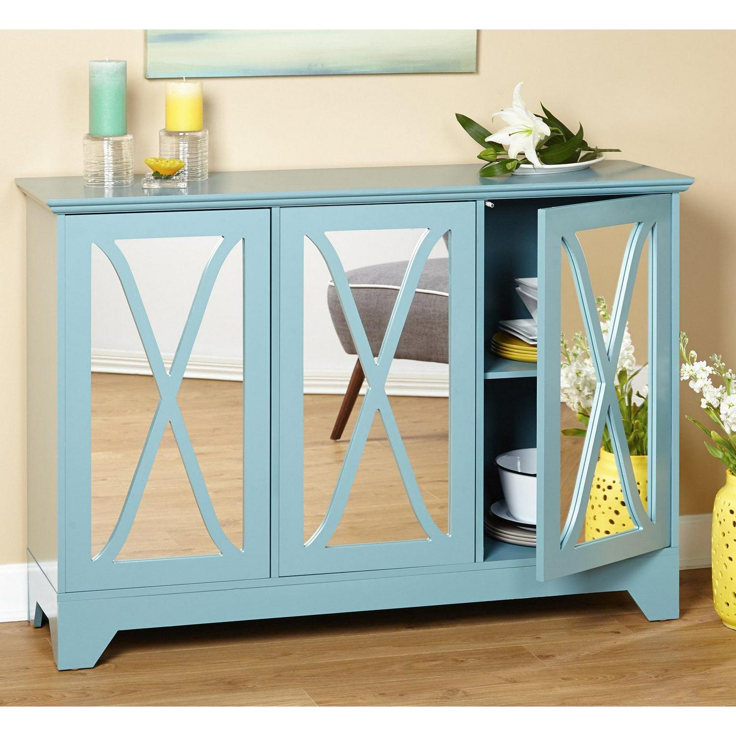 Simple Living Reflections Mirrored Front Buffet/ Console Blue Antique - Image 4