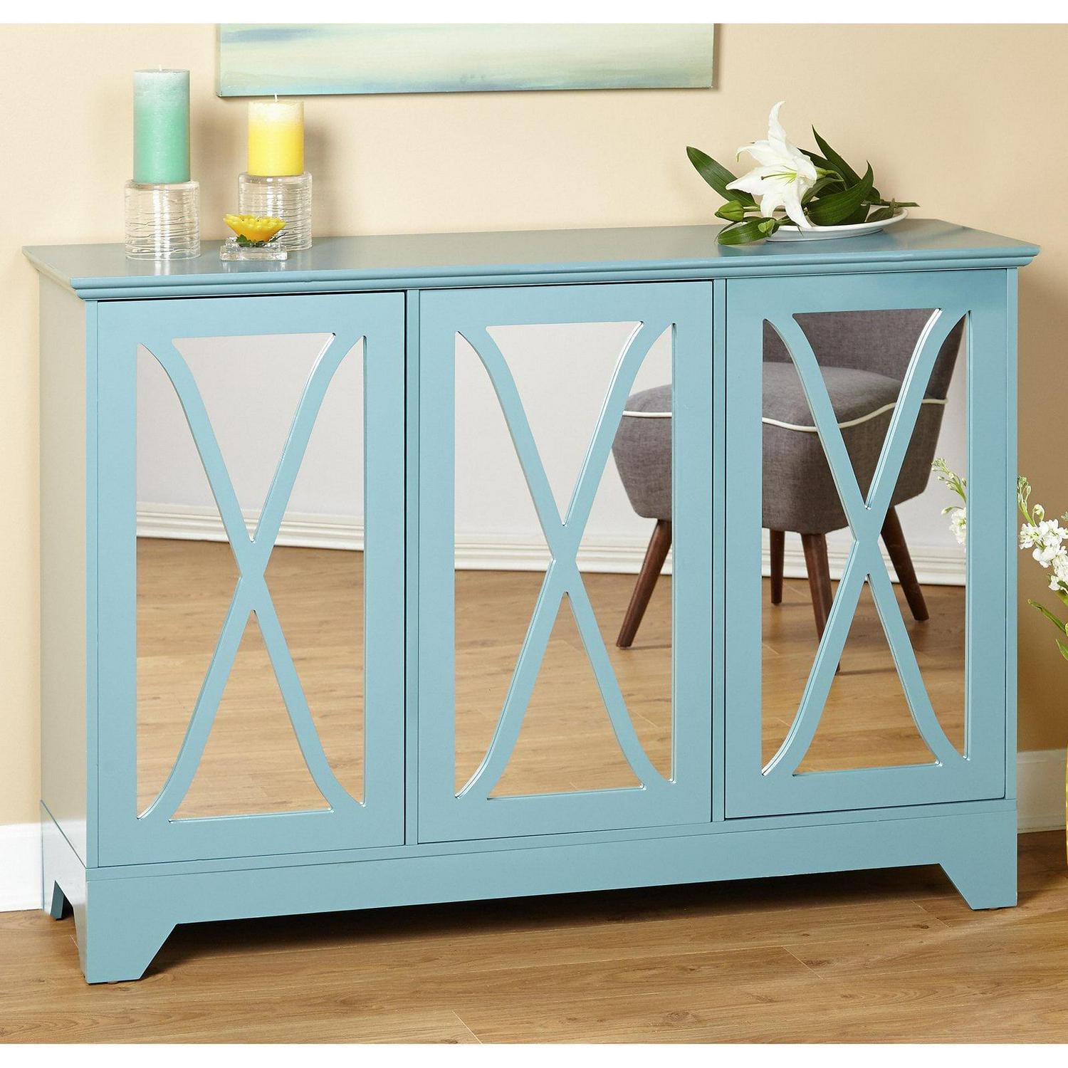 Simple Living Reflections Mirrored Front Buffet/ Console Blue Antique
