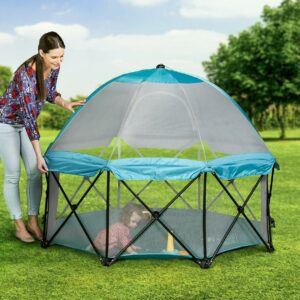 Regalo My Play 8 Panel Foldable and Portable Play Yard with Full UV Canopy, Teal