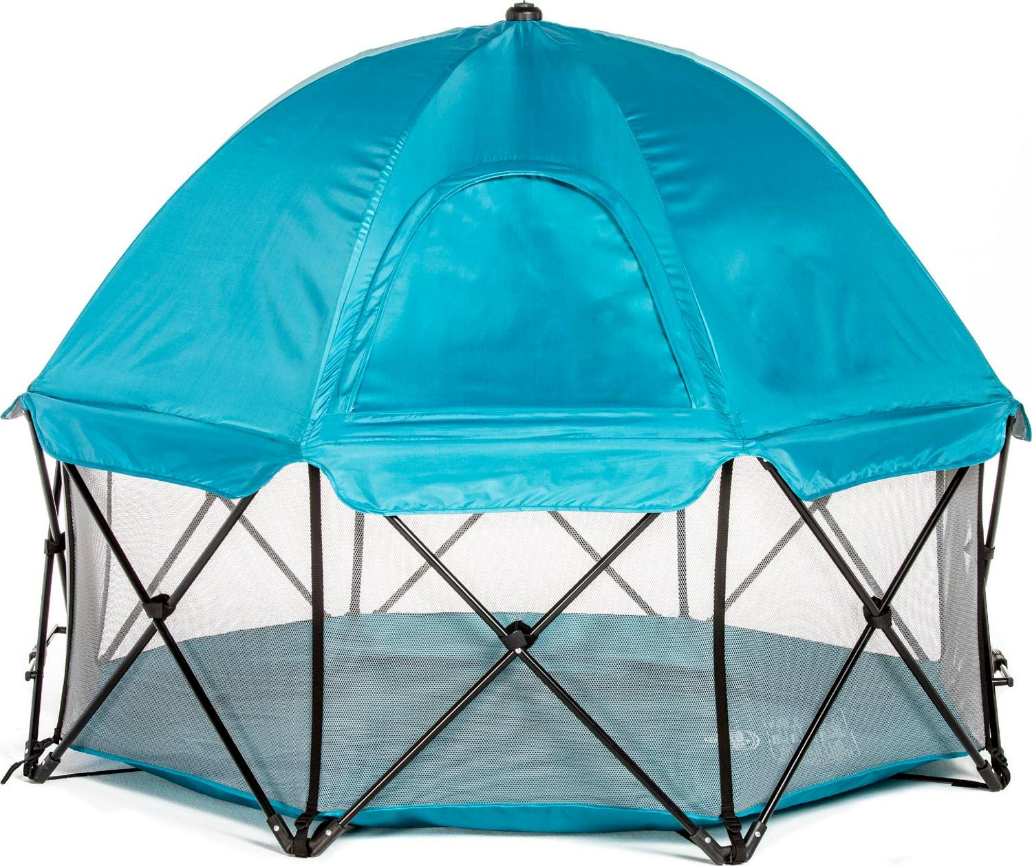 Regalo My Play 8 Panel Foldable and Portable Play Yard with Full UV Canopy, Teal - Image 2