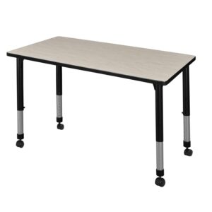 Regency 48 x 30 in. Height Adjustable Mobile Classroom Activity Table- Maple