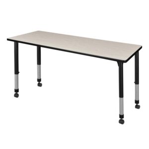 Regency 60 x 24 in. Height Adjustable Mobile Classroom Activity Table- Maple