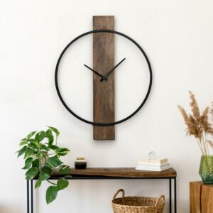 Ren Wil Cl220 Amika 25.5"W Modern Rustic Natural Mango Wood Analog Wall Clock - Natural