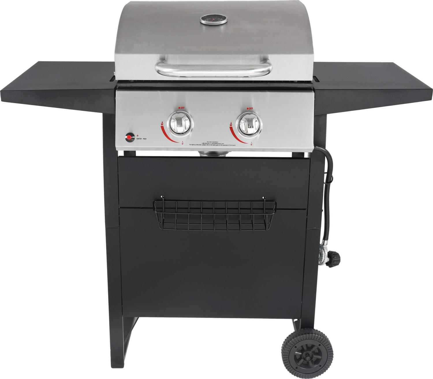 RevoAce 2-Burner Space Saver Propane Gas Grill, Stainless and Black, GBC1705WV, New