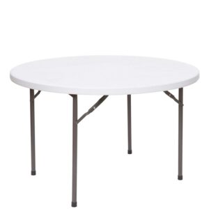 48 inch Rhino Plastic Round Folding Table - White Granite