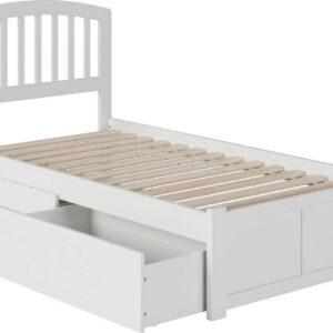 Richmond Platform Bed with Flat Panel Foot Board and 2 Urban Bed Drawers in, Multiple Colors and Sizes