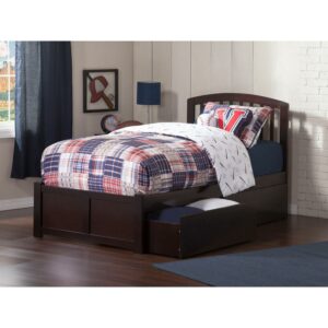 Richmond Twin Platform Bed with Flat Panel Foot Board and 2 Urban Bed Drawers in Espresso