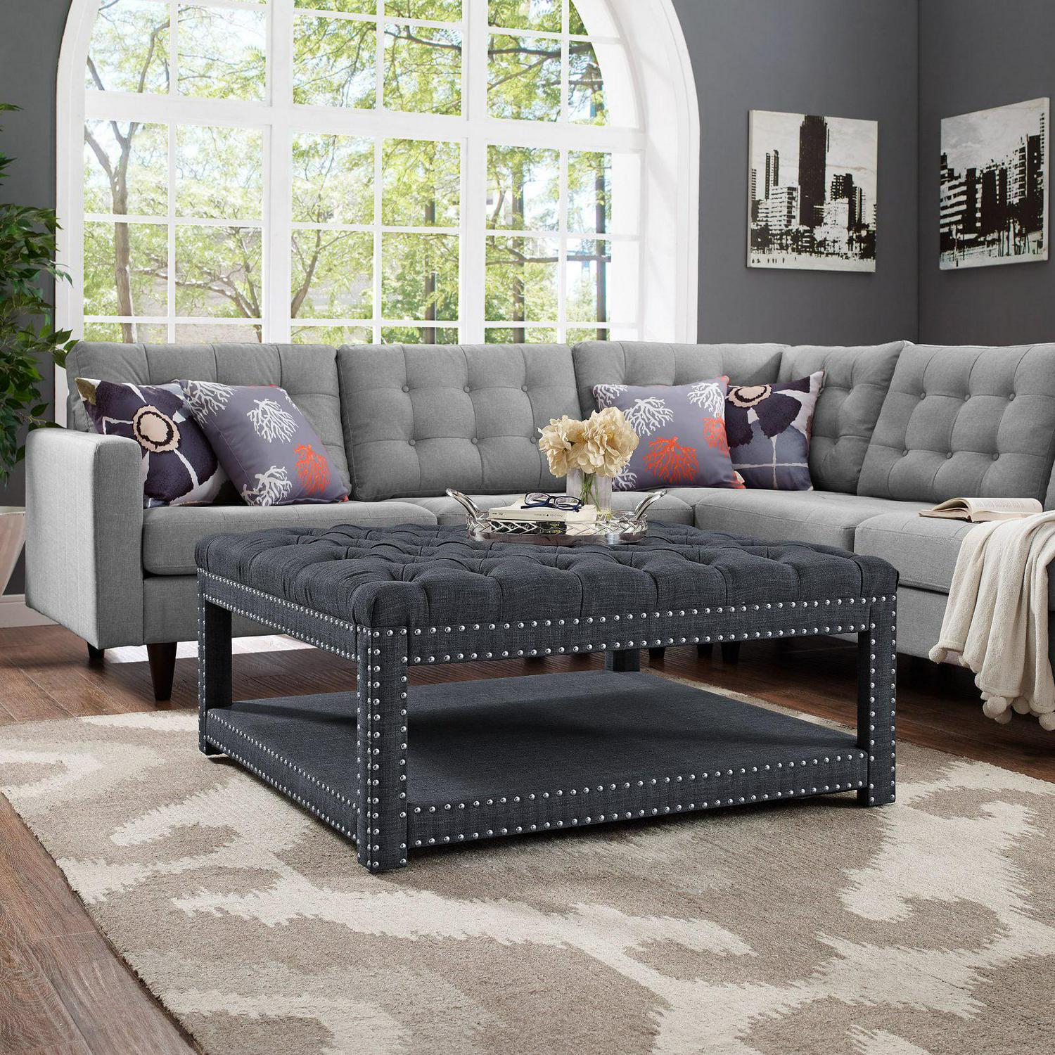 Right2Home Modern Nailhead Tufted Cocktail Ottoman - Image 9