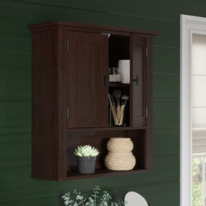 RiverRidge Hayward 2-Door Bathroom Medicine Cabinet Wall Shelf Storage - Dark Woodgrain