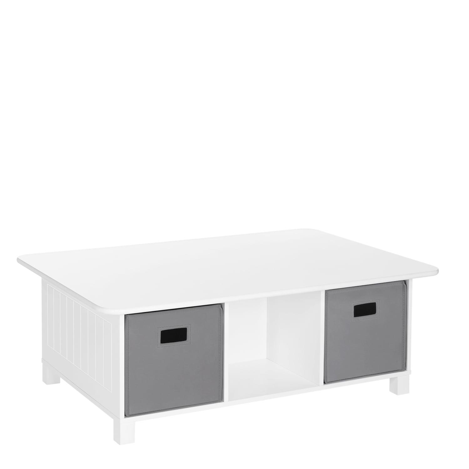 RiverRidge Kids Activity and Play Table Desk with 6 Storage Cubbies and 2 Gray Bins - Image 4