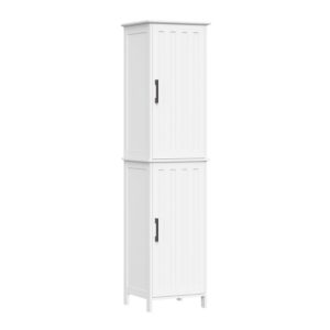 RiverRidge Monroe 2-Door Tall Bathroom Linen Storage Cabinet and Organizer Shelf - White