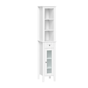 RiverRidge Prescott Tall Slim Bathroom Linen Storage Cabinet Organizer Shelf - White