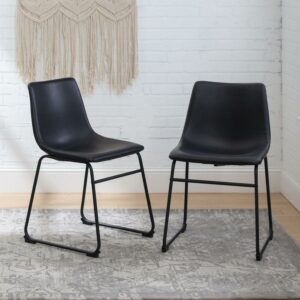 Worthington Faux Leather Black Dining Chairs by River Street Designs, Set of 2