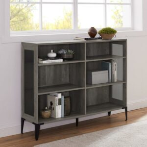 Walker Edison Designs Jeremy 6-Shelf Grey Wash Bookshelf