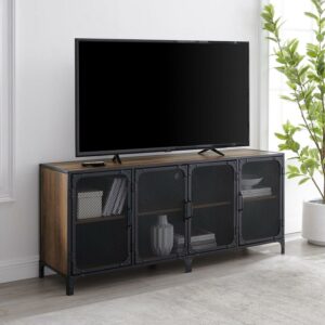 River Street Designs Yuma Riveted 4-Door Rustic Oak TV Stand
