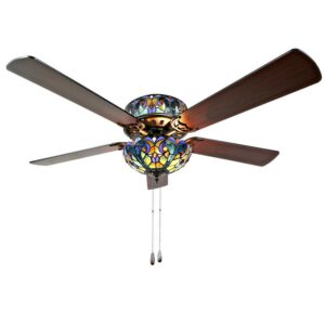 River of Goods 52" Halston Stained Glass LED Ceiling Fan With Light