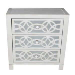 River of Goods Monroe Mirrored 28" Chest - White