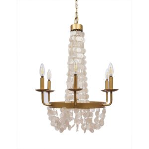 River of Goods Shellys Capiz Candelabra 6-Arm Chandelier