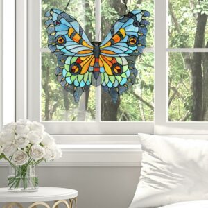 River of Goods 20.5"H Stained Glass Swallowtail Butterfly Window Panel - 21.75"L x 0.25"W x 20.5"H