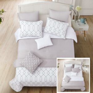 Riverbrook Home Alexander 8pc Full/Queen Comforter & Coverlet Set, Grey & White, Printed, Adult