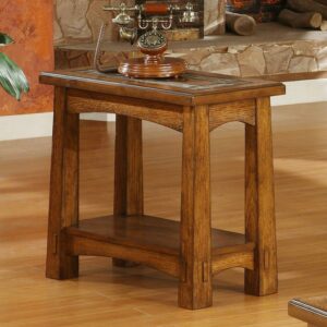 Riverside Furniture Craftsman Home Wood Chairside Table in Americana Oak