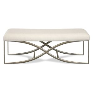 Riverside Furniture Sophie Modern Upholstered Metal Bench in Beige