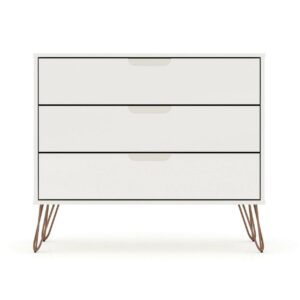 Rockefeller Mid-Century- Modern Dresser with 3- Drawers in White