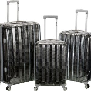 Rockland Luggage 3-Piece Metallic Hardside ABS Spinning Luggage Set