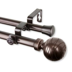 Rod Desyne Arman 13 by 16" Double Curtain Rod Extends  - Cocoa