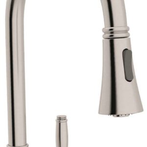 Rohl Michael Berman Gotham Single Hole Side Lever Pulldown Kitchen Faucet In Satin Nickel