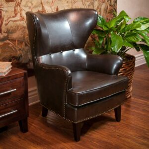 Christopher Knight Home Warner Bonded Leather High Back Chair by Brown 33"L x 30"W xx 40.5"H