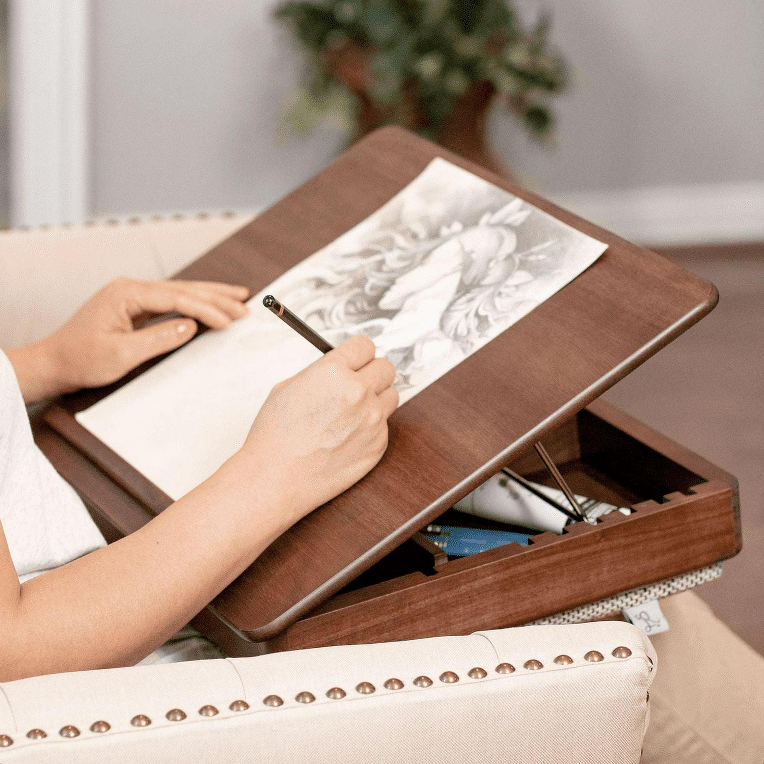 Rossie Home Acacia Wood Easel Lap Desk with Storage, Java - Image 2