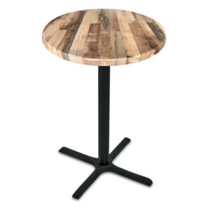 30" Tall OD211 Indoor/Outdoor All-Season Table with 36" Diameter Black Steel Top