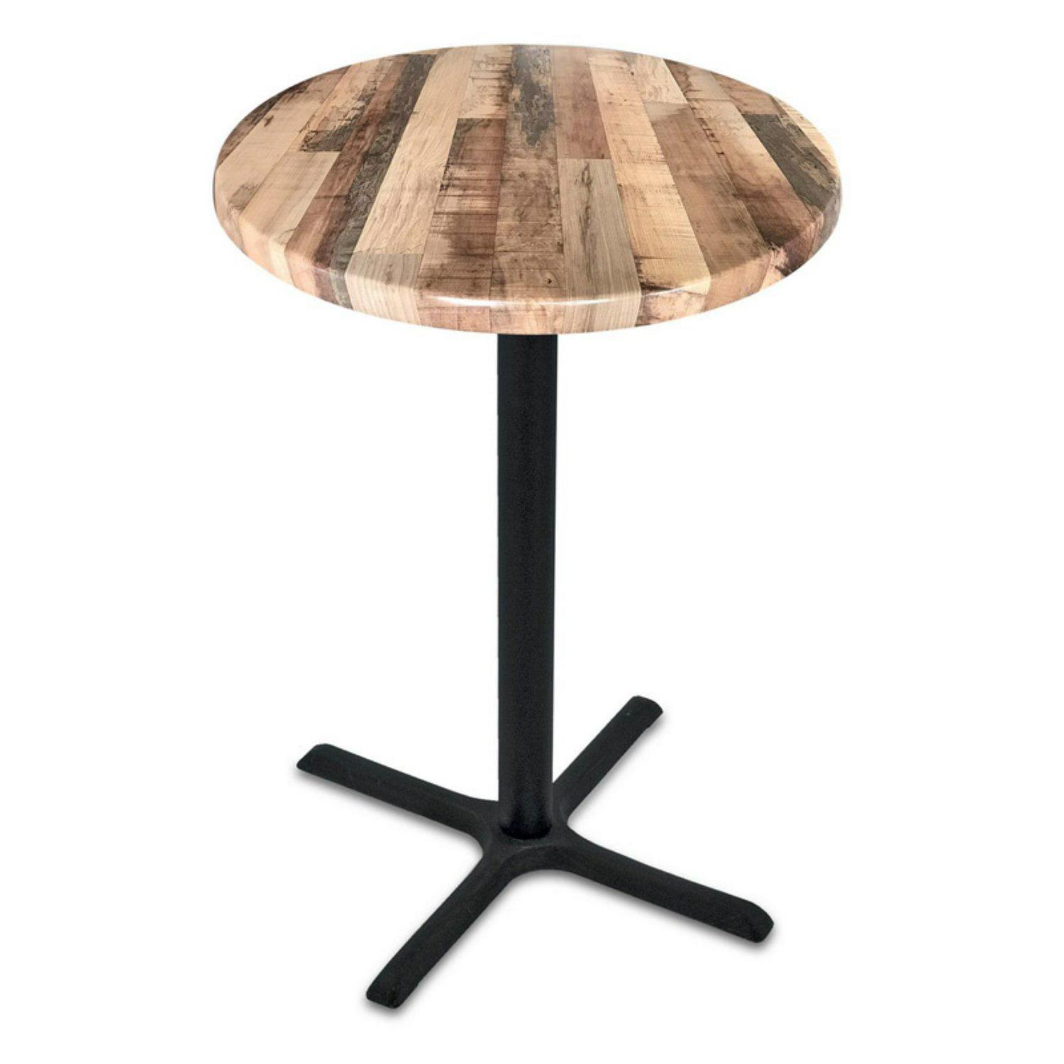 30" Tall OD211 Indoor/Outdoor All-Season Table with 36" Diameter Black Steel Top